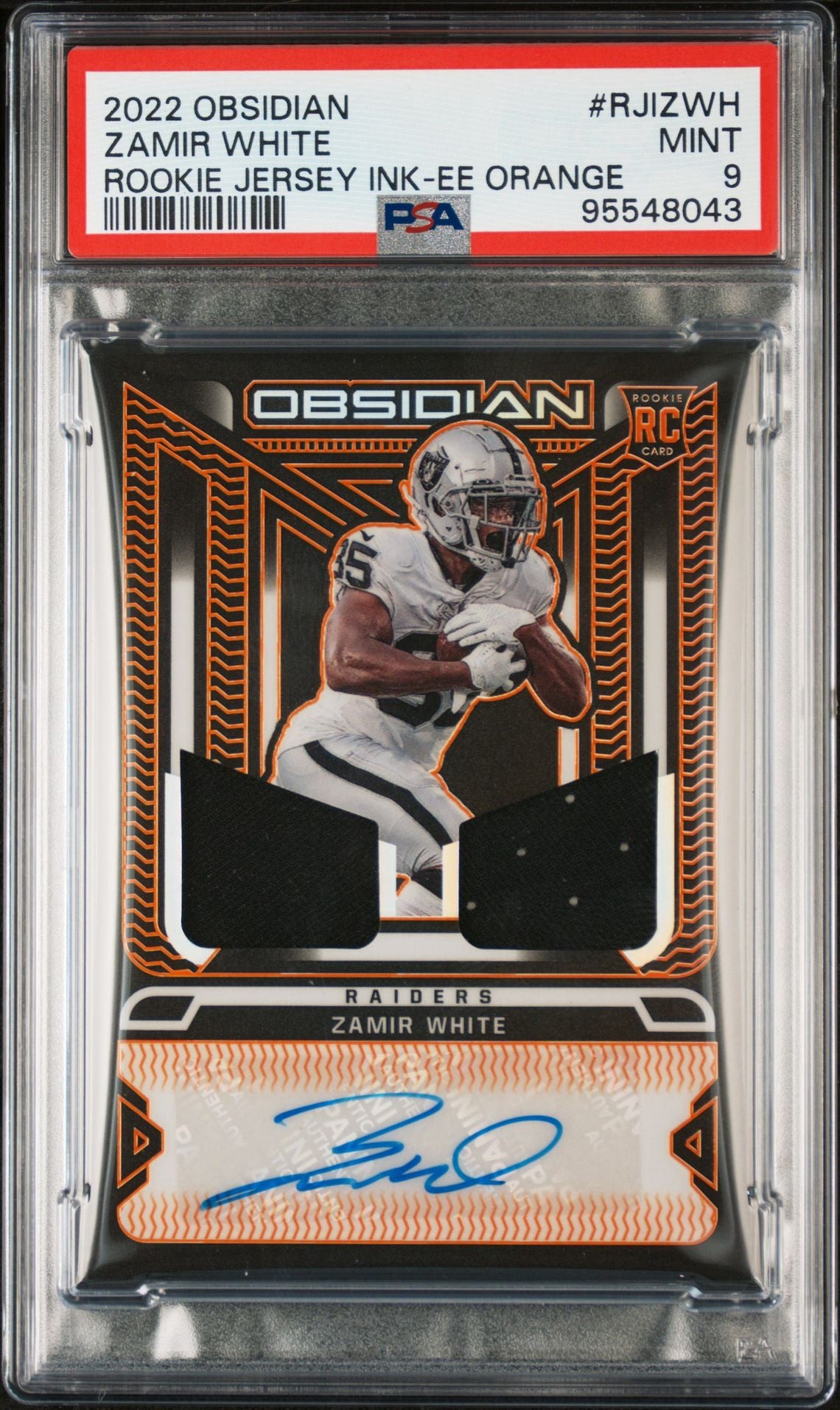 2022 OBSIDIAN ZAMIR WHITE ROOKIE JERSEY INK-EE ORANGE PSA 9