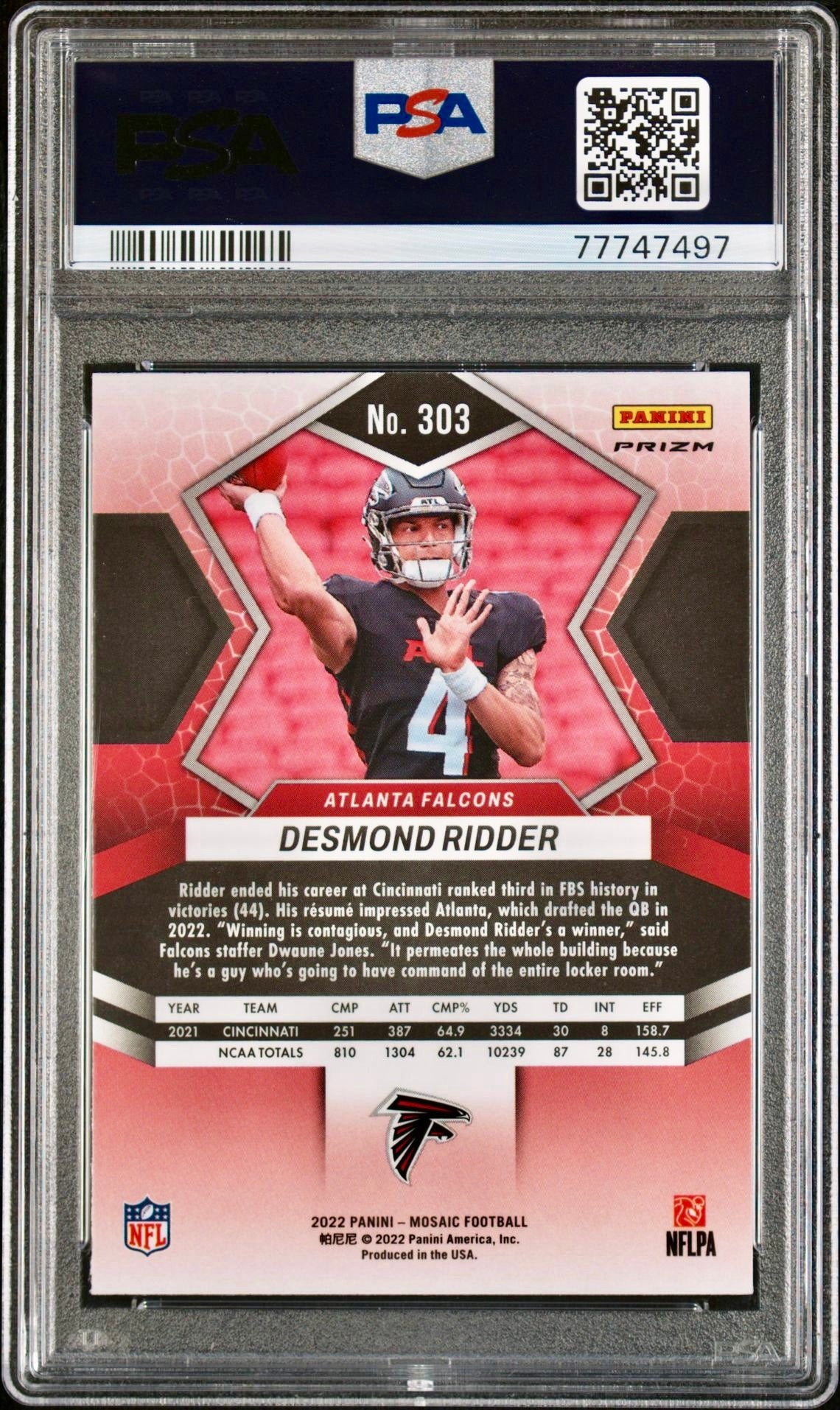 2022 MOSAIC DESMOND RIDDER REACTIVE ORANGE PSA 10