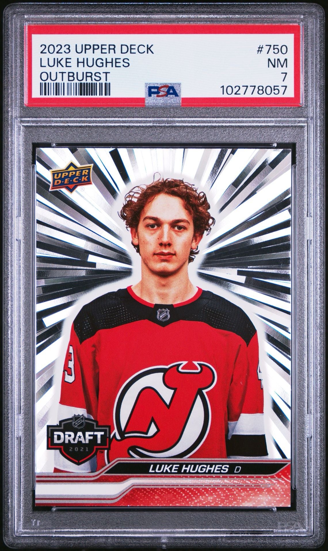 2023 UPPER DECK LUKE HUGHES
OUTBURST PSA 7