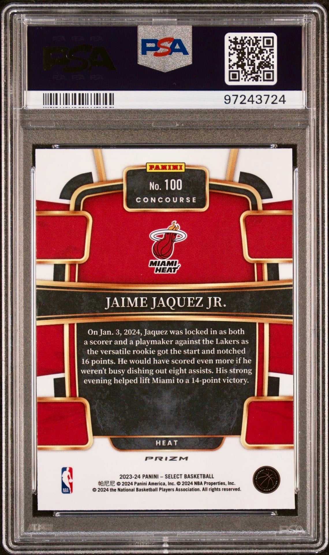 2023 SELECT JAIME JAQUEZ JR. BLUE CRACKED ICE PSA 9