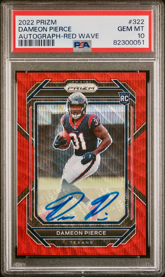 2022 PRIZM DAMEON PIERCE AUTOGRAPH-RED WAVE PSA 10