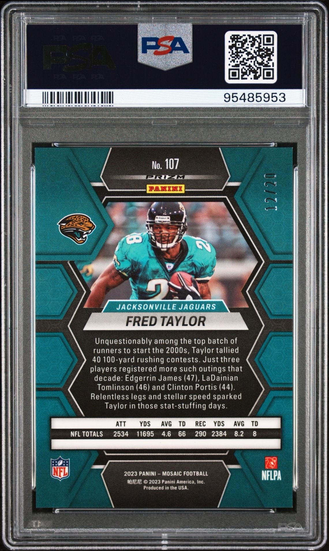 2023 MOSAIC FRED TAYLOR PINK NO HUDDLE PSA 10