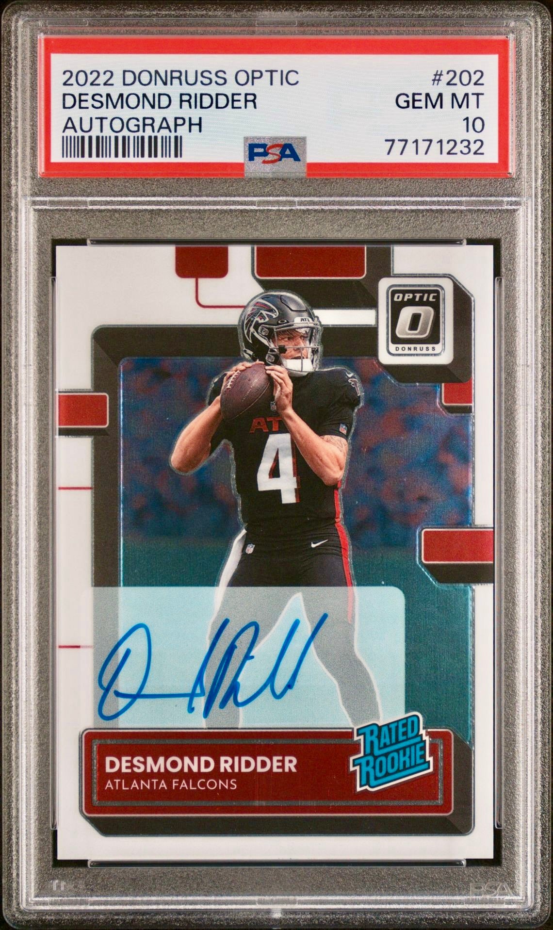 2022 DONRUSS OPTIC DESMOND RIDDER AUTOGRAPH PSA 10