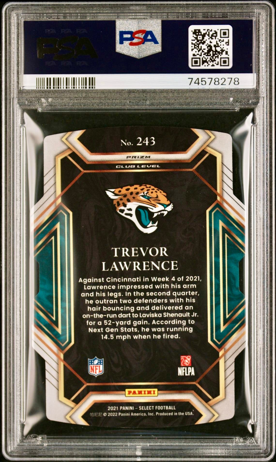 2021 SELECT TREVOR LAWRENCE DIE-CUT BLACK/GOLD PRIZM PSA 9