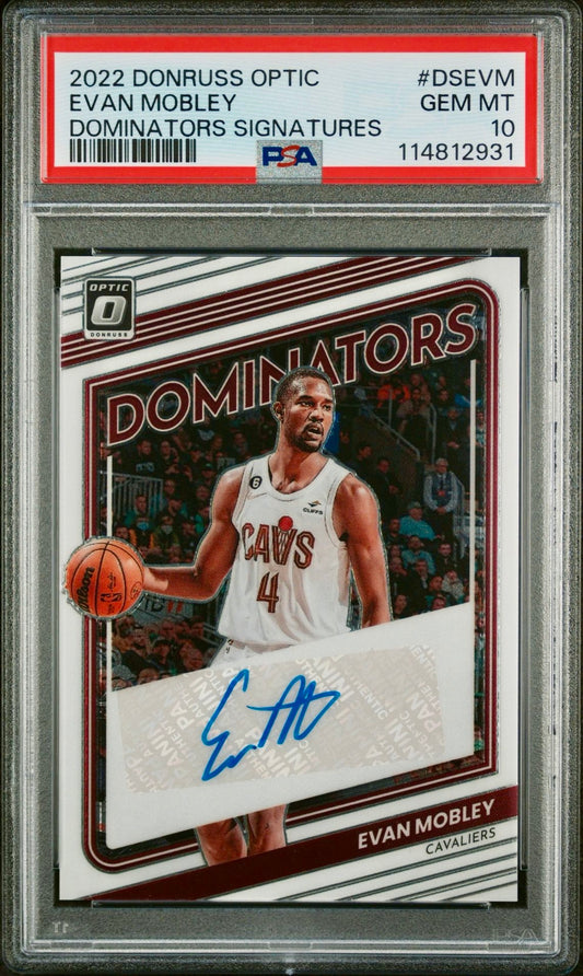 2022 DONRUSS OPTIC EVAN MOBLEY DOMINATORS SIGNATURES PSA 10