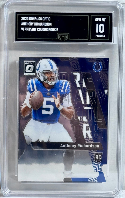 2023 DONRUSS OPTIC ANTHONY RICHARDSON PRIMARY COLORS ROOKIE GMA 10