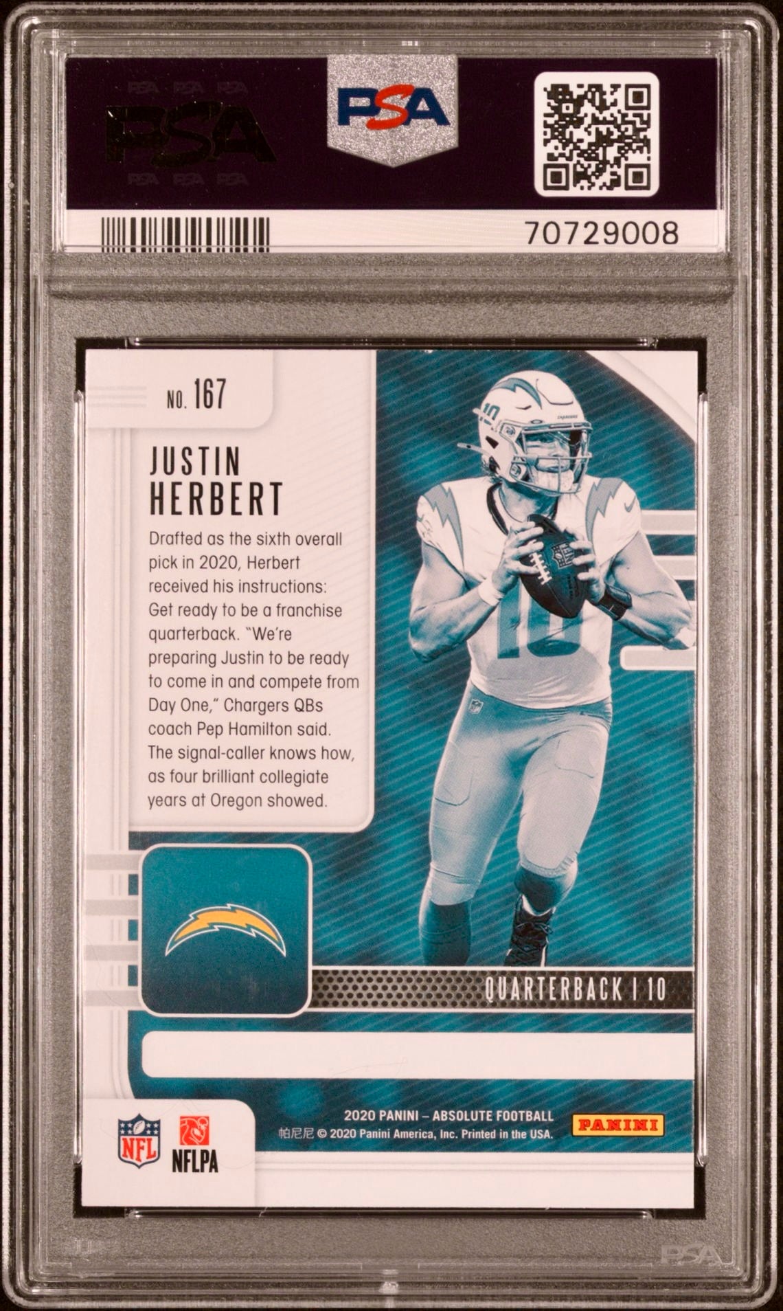 2020 PANINI ABSOLUTE JUSTIN HERBERT PSA 9