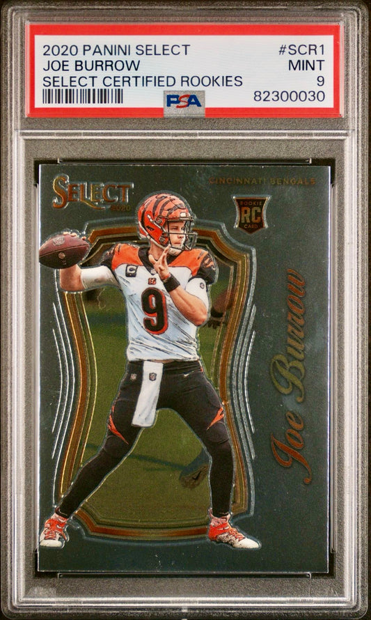 2020 PANINI SELECT JOE BURROW SELECT CERTIFIED ROOKIES PSA 9