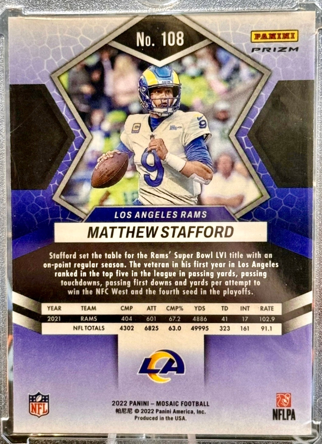 2022 Mosaic Matthew Stafford SSP Genesis #108 Case Hit