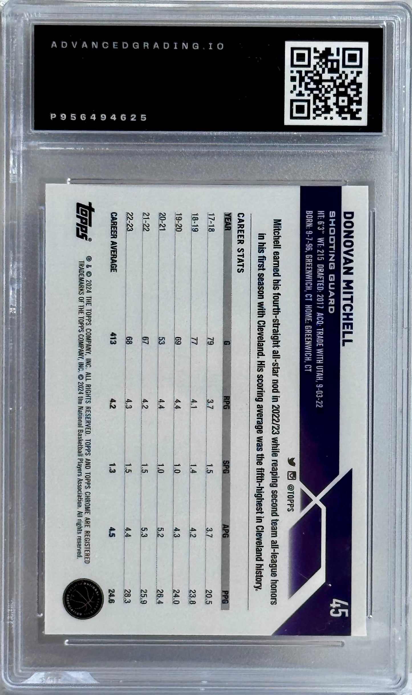 2025-24 Topps Chrome #45 Donovan Mitchell Mint 9