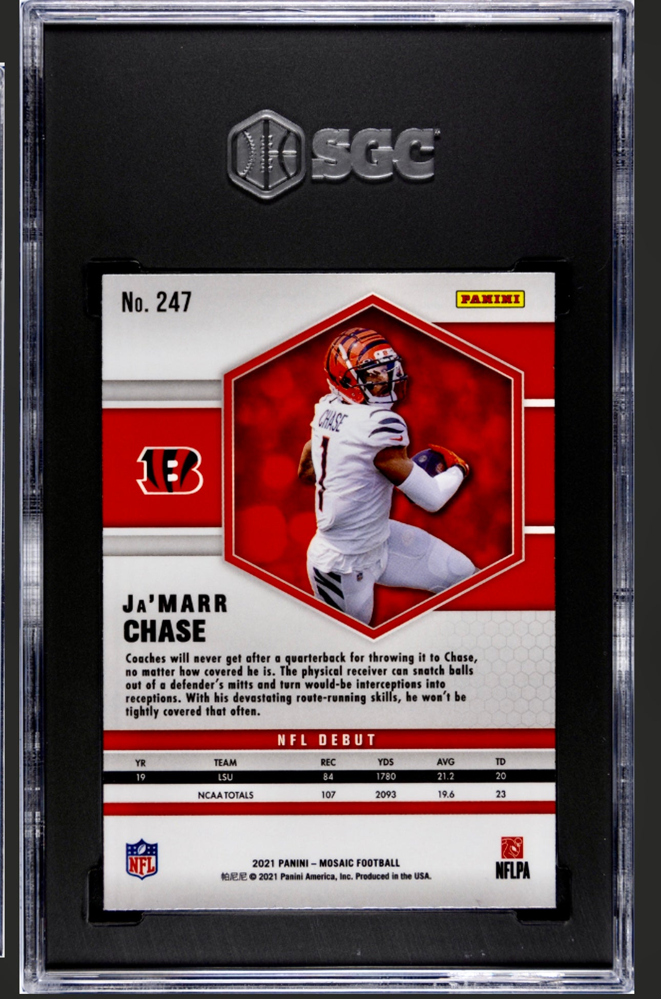 2021 PANINI MOSAIC #247 JA'MARR CHASE NFL DEBUT SGC 9.5