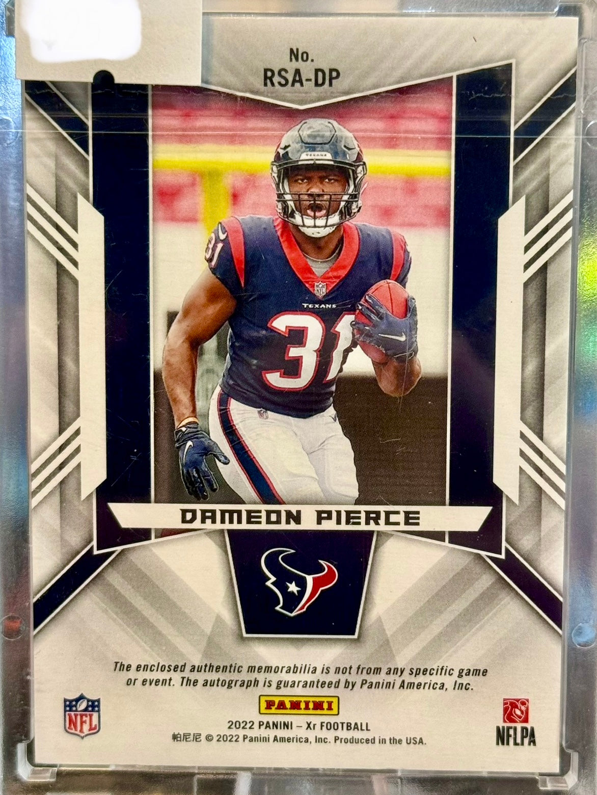 2022 Panini XR Rookie Swatch Auto Red #40 Dameon Pierce #/75