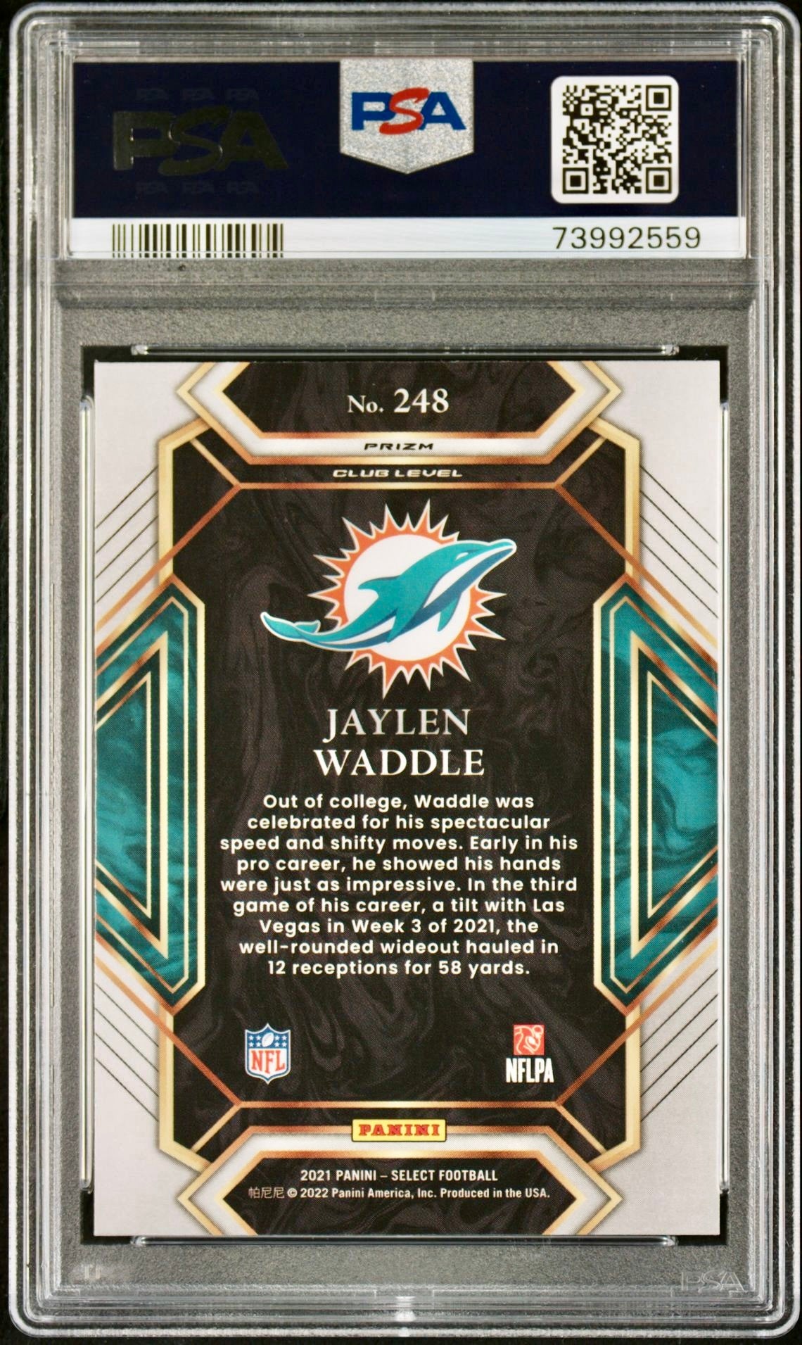 2021 SELECT JAYLEN WADDLE SILVER PRIZM PSA 9