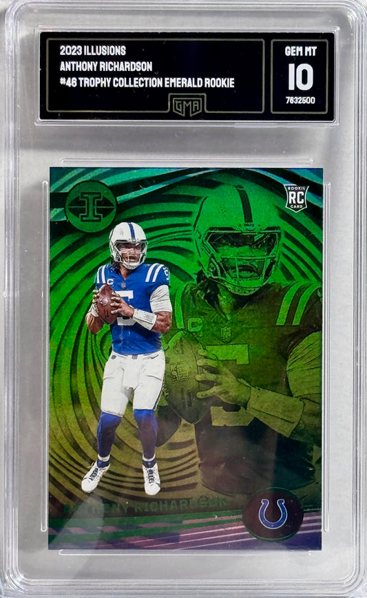 2023 ILLUSIONS ANTHONY RICHARDSON #46 TROPHY COLLECTION EMERALD ROOKIE GMA 10