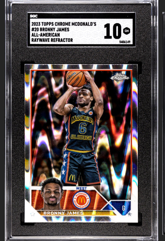 2023 TOPPS CHROME MCDONALD'S #20 BRONNY JAMES ALL-AMERICAN
RAYWAVE REFRACTOR SGC 10