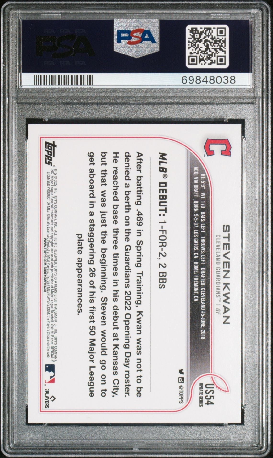 2022 TOPPS UPDATE STEVEN KWAN RAINBOW FOIL PSA 10