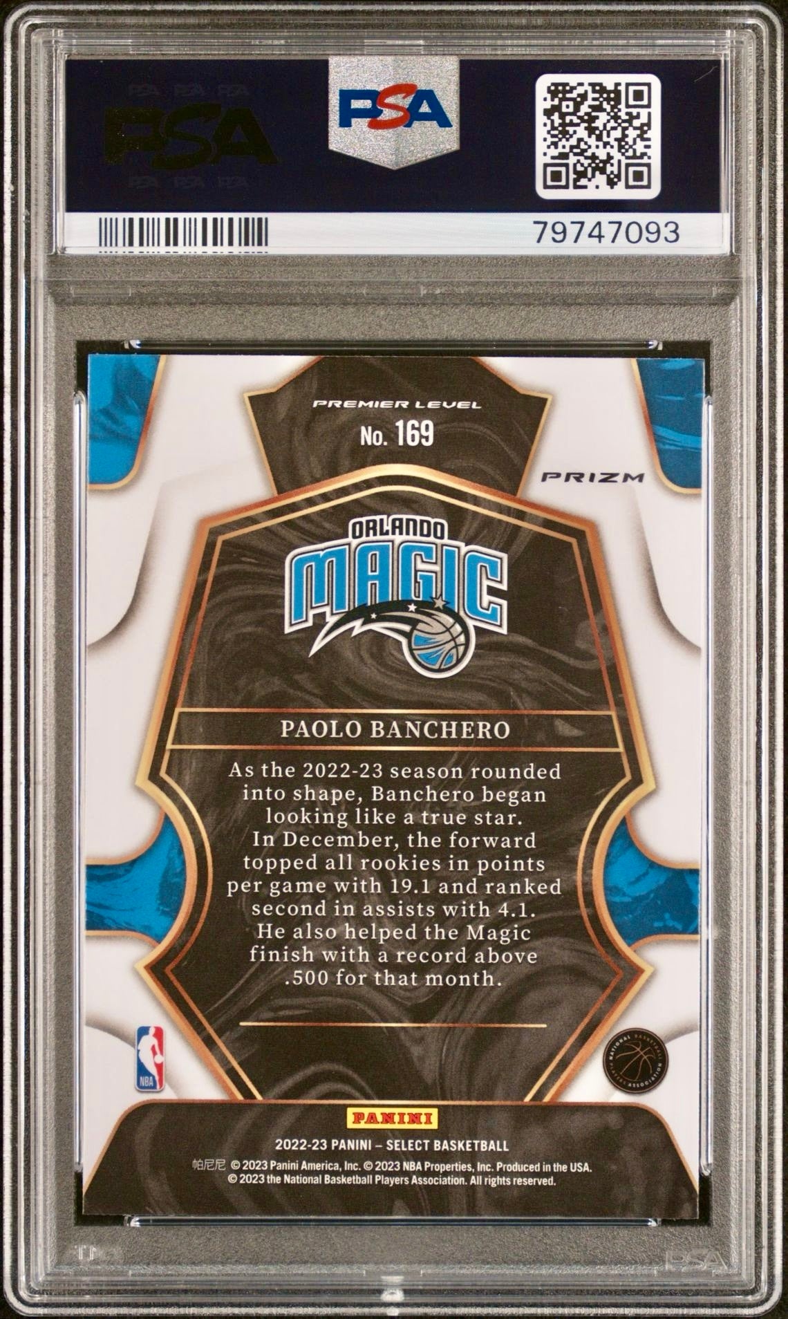 2022 SELECT PAOLO BANCHERO RED CRACKED ICE PSA 8