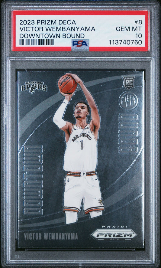 2023 PRIZM DECA VICTOR WEMBANYAMA DOWNTOWN BOUND PSA 10