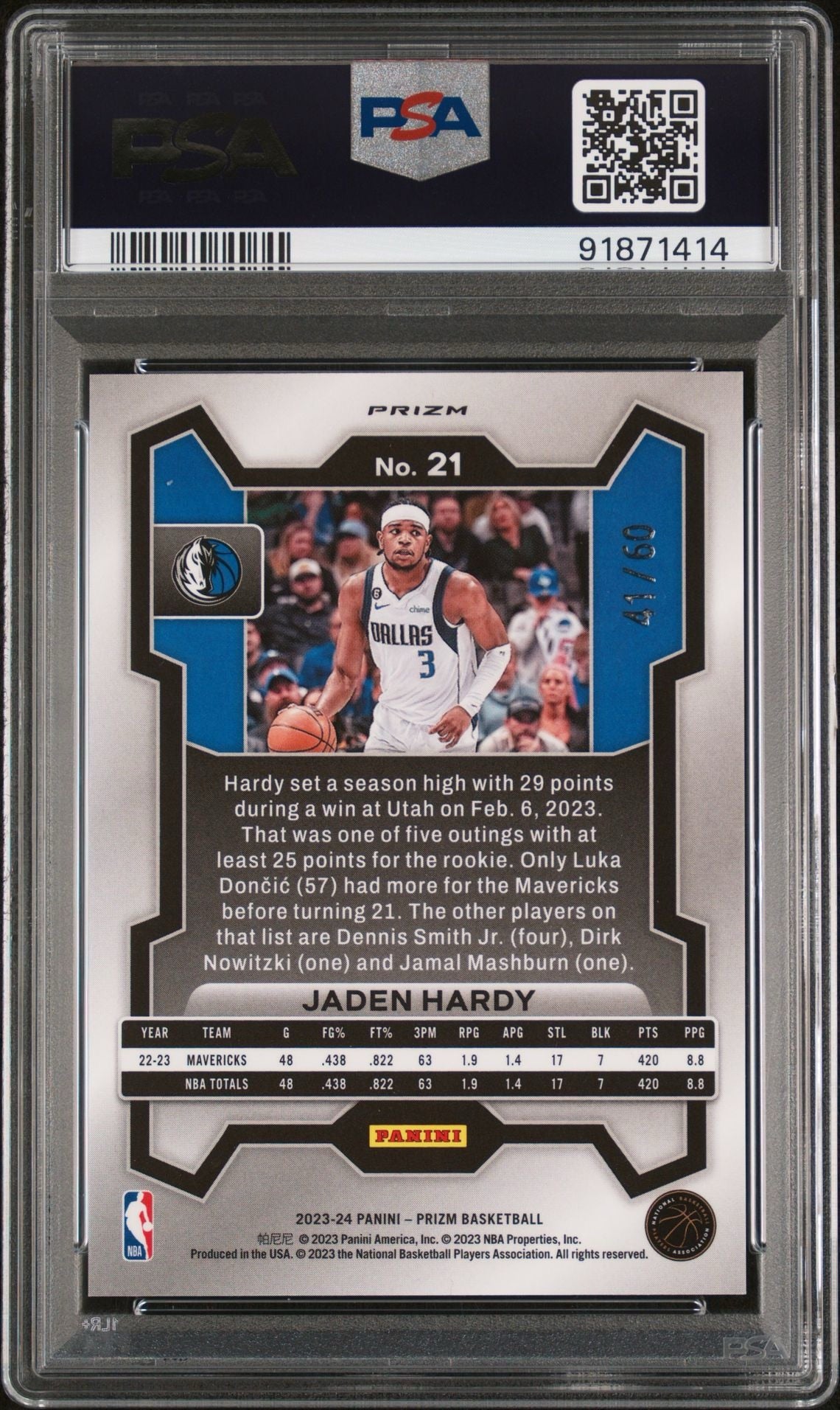 2023 PRIZM JADEN HARDY ORANGE WAVE PSA 10