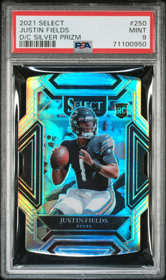 2021 SELECT JUSTIN FIELDS D/C SILVER PRIZM PSA 9