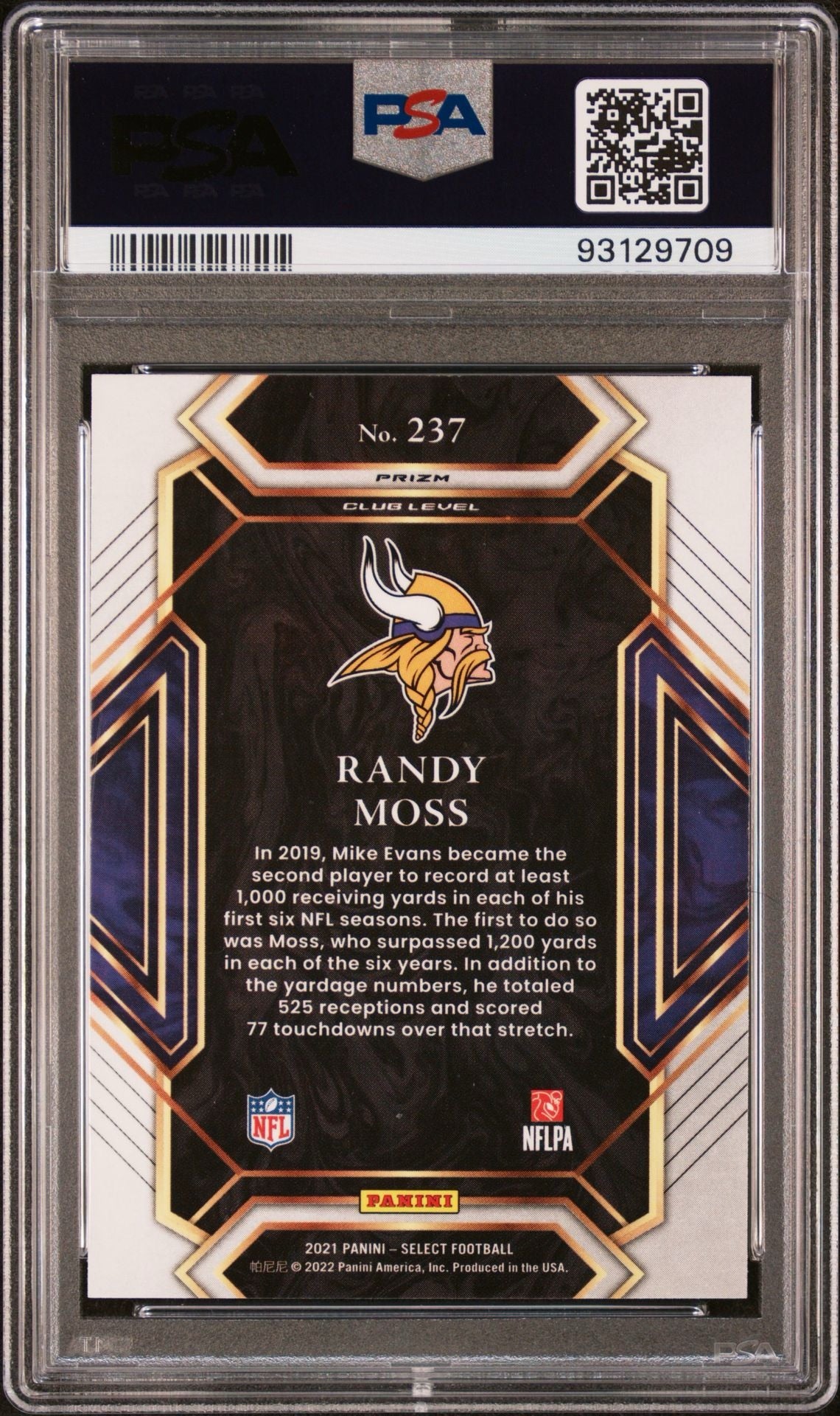2021 SELECT RANDY MOSS SILVER PRIZM PSA 10