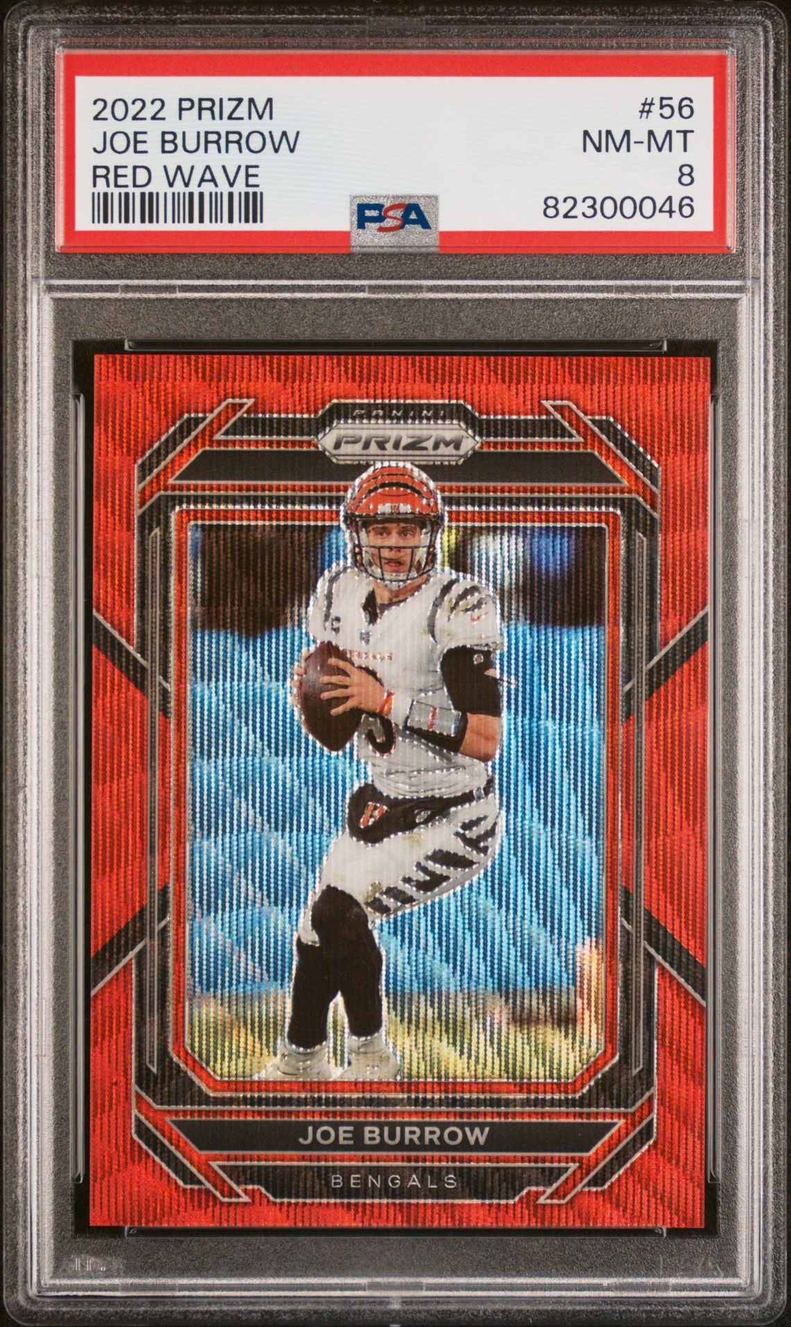 2022 PRIZM JOE BURROW RED WAVE PSA 8