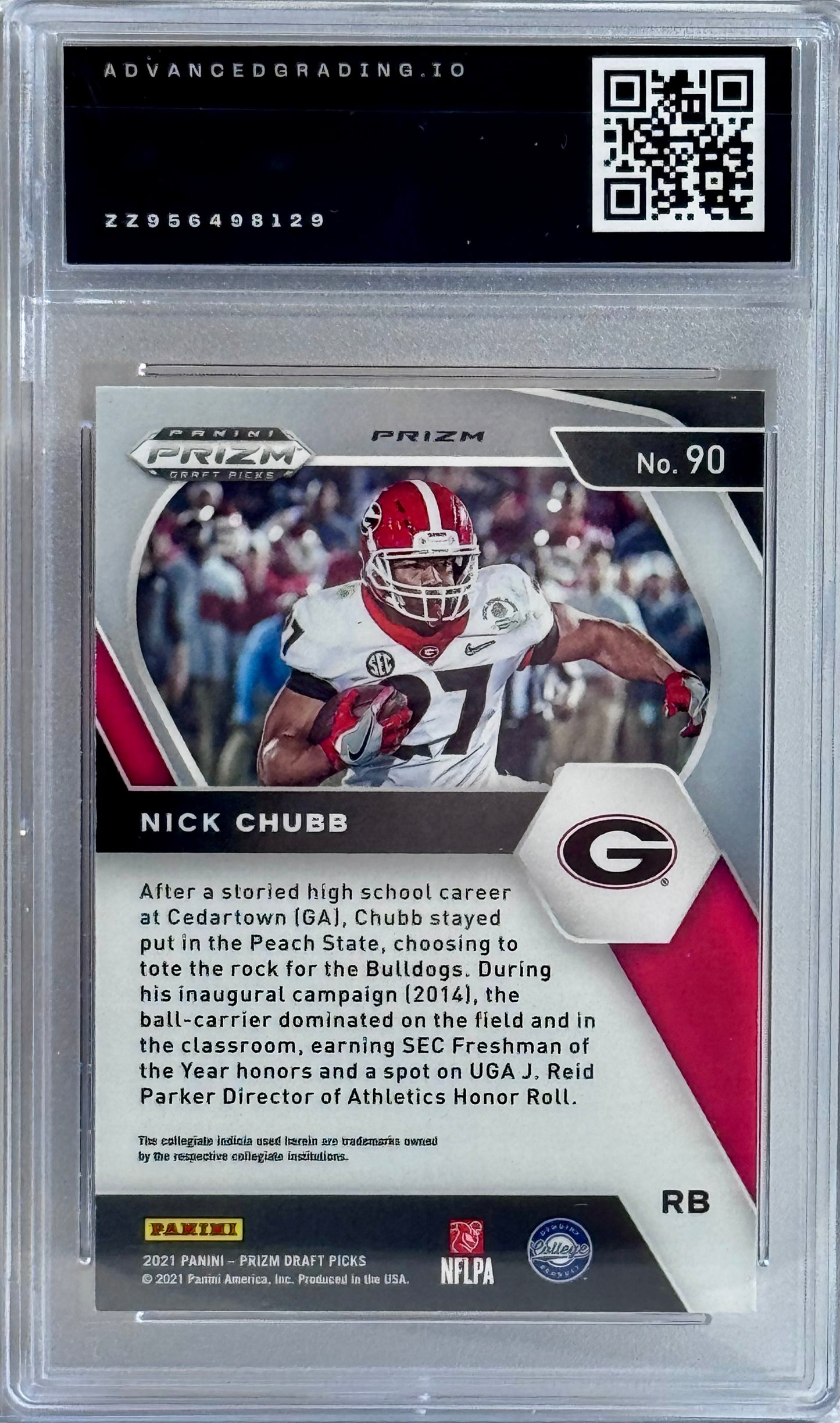 2021 Panini Prizm Draft Picks #90 Nick Chubb Orange Ice Prizm Gem 10