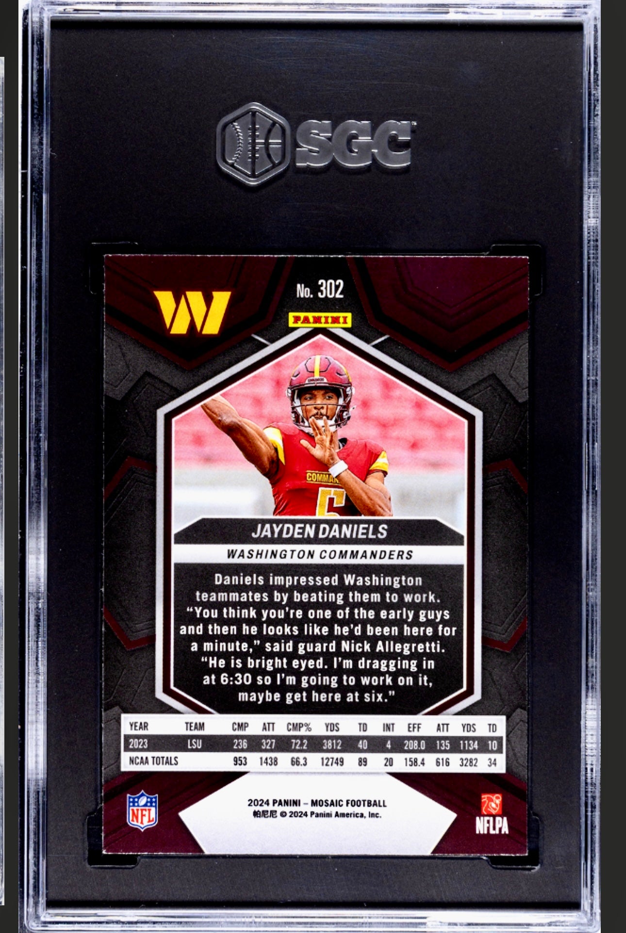 2024 PANINI MOSAIC #302 JAYDEN DANIELS SGC 9