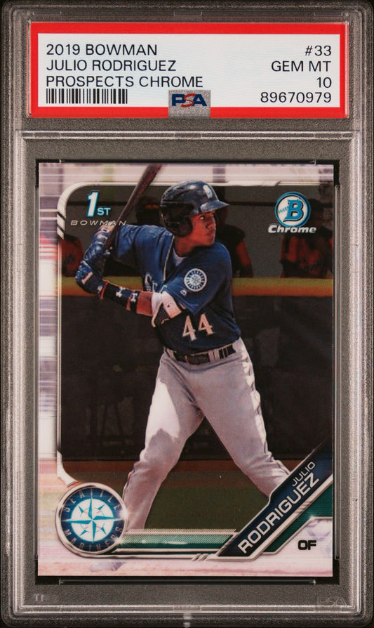 2019 BOWMAN JULIO RODRIGUEZ PROSPECTS CHROME PSA 10