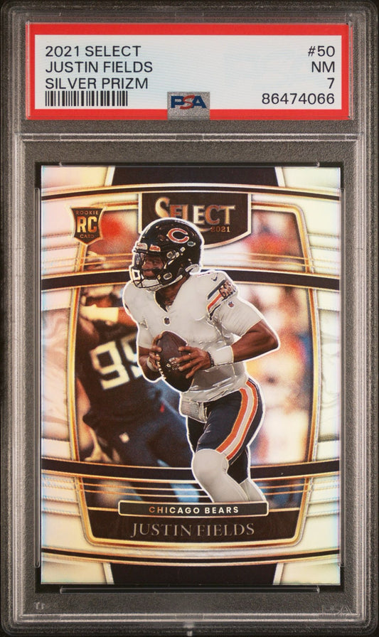 2021 SELECT JUSTIN FIELDS SILVER PRIZM PSA 7