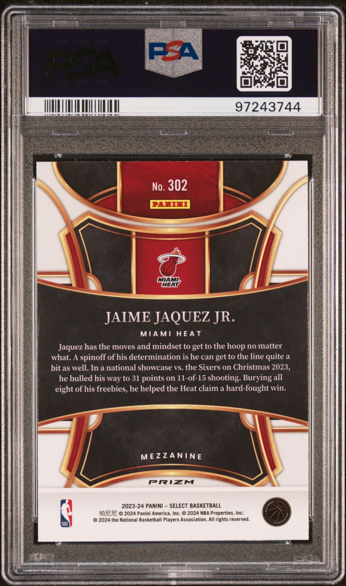 2023 SELECT JAIME JAQUEZ JR.
SILVER PRIZM PSA 10