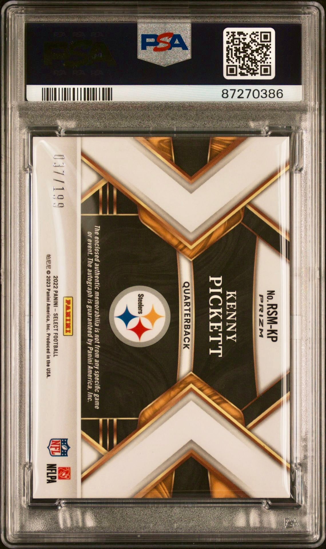 2022 SELECT KENNY PICKETT ROOKIE SIG MEMORABILIA PSA 9