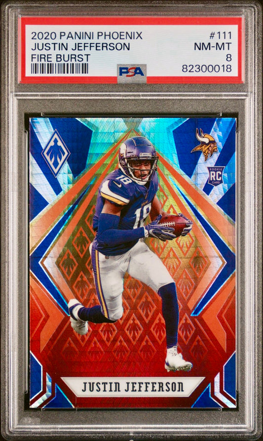 2020 PANINI PHOENIX JUSTIN JEFFERSON FIRE BURST PSA 8