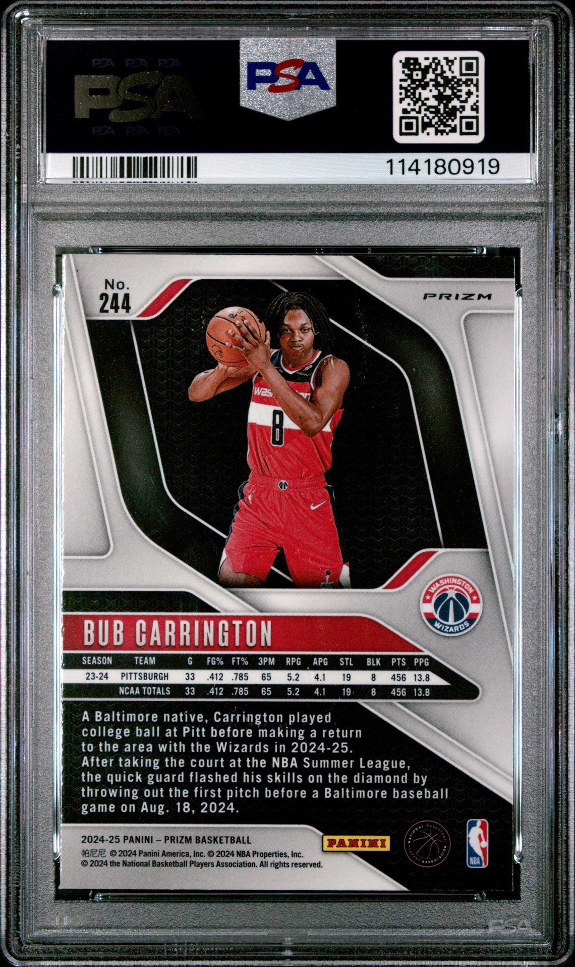 2024 PRIZM BUB CARRINGTON ICE PSA 10