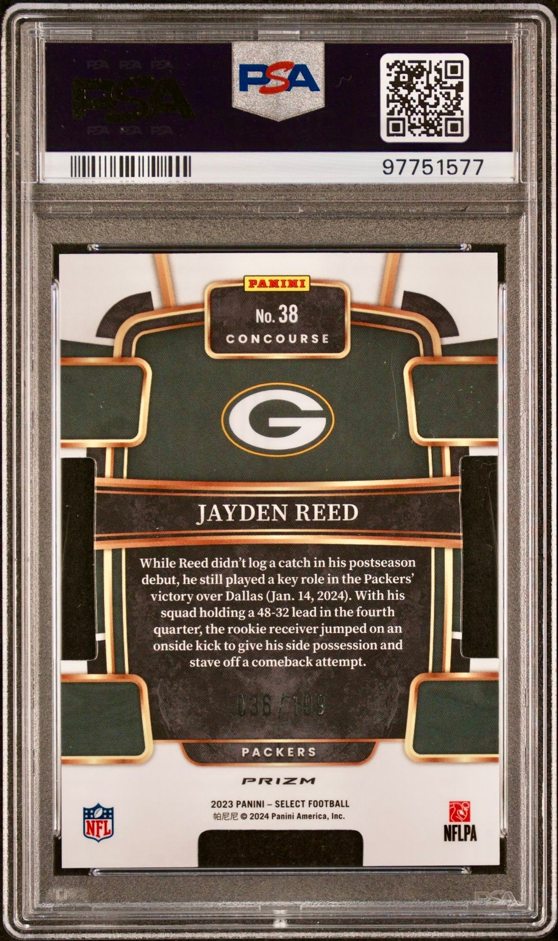 2023 SELECT JAYDEN REED DIE-CUT WHITE PRIZM PSA 10