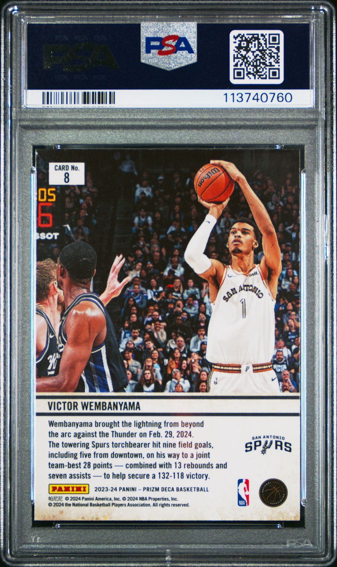 2023 PRIZM DECA VICTOR WEMBANYAMA DOWNTOWN BOUND PSA 10