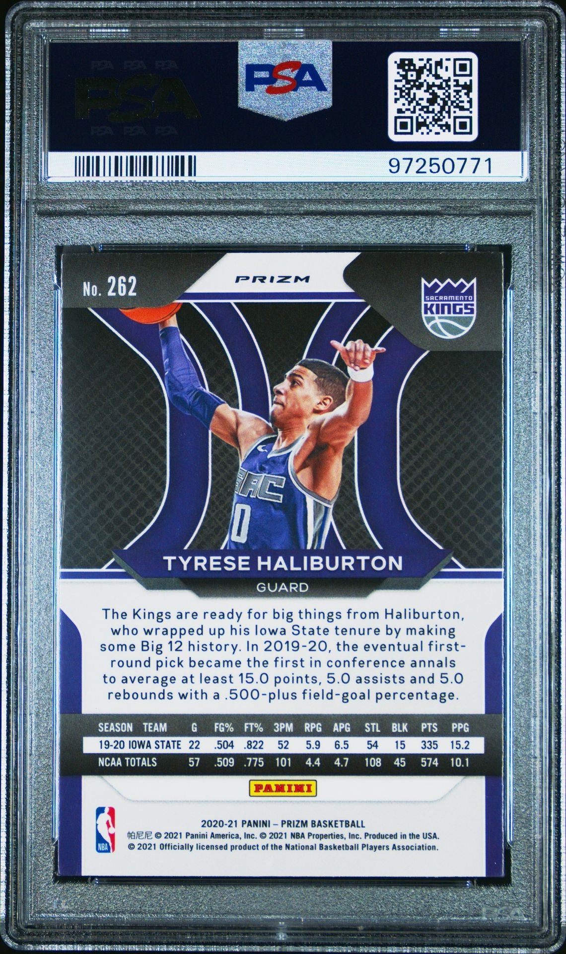 2020 PANINI PRIZM TYRESE HALIBURTON RED/WHITE/BLUE PRIZM PSA 9