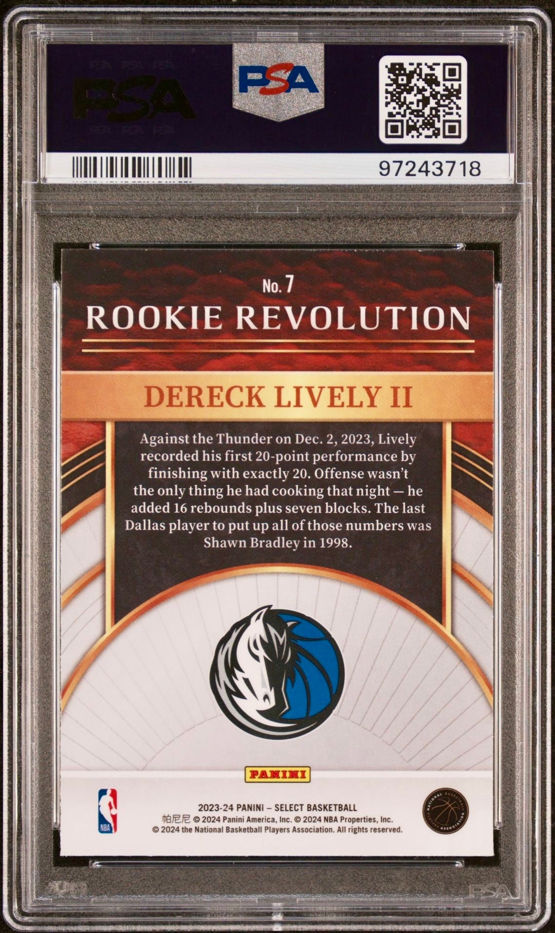 2023 SELECT DERECK LIVELY II
ROOKIE REVOLUTION PSA 10