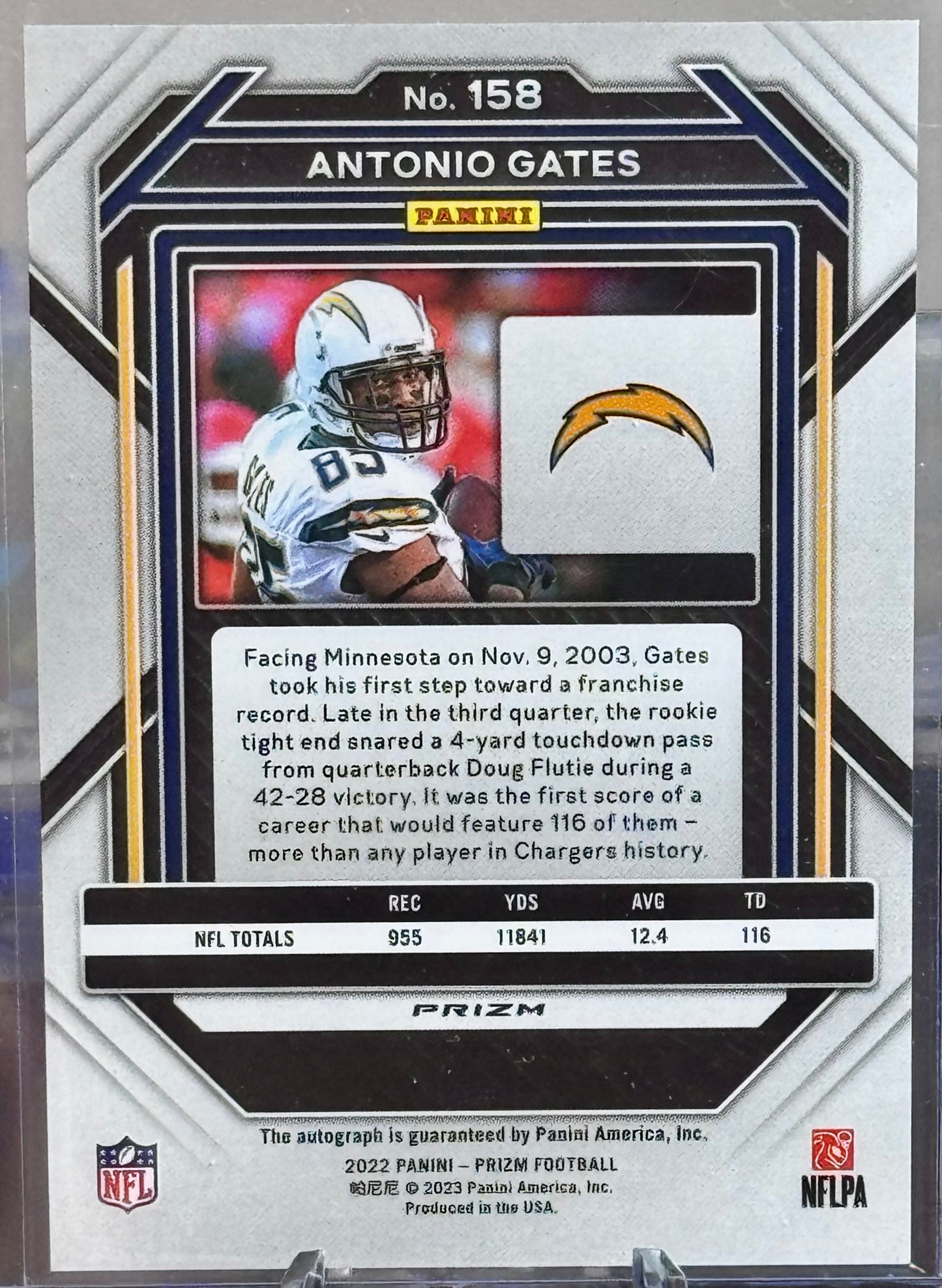 2022 PRIZM ANTONIO GATES #158 AUTO CHARGERS