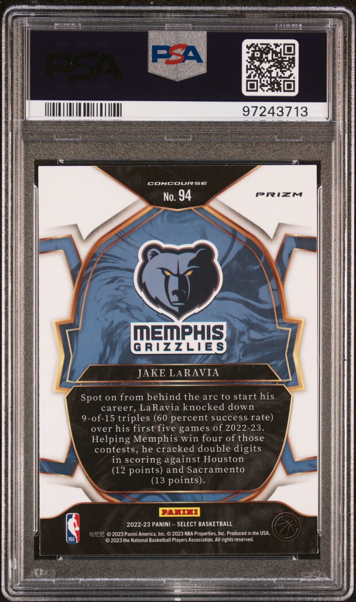 2022 SELECT JAKE LARAVIA ELEPHANT PSA 9