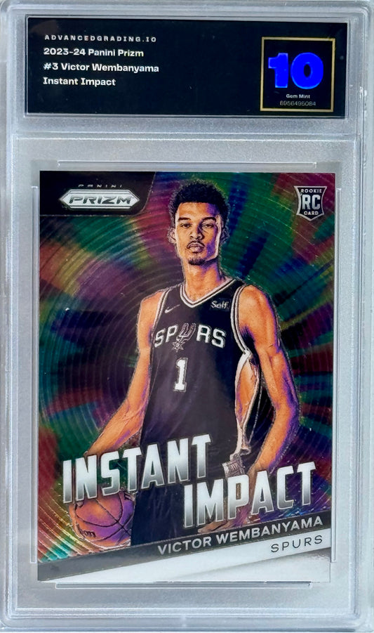 2023-24 Panini Prizm #3 Victor Wembanyama Instant Impact Gem 10