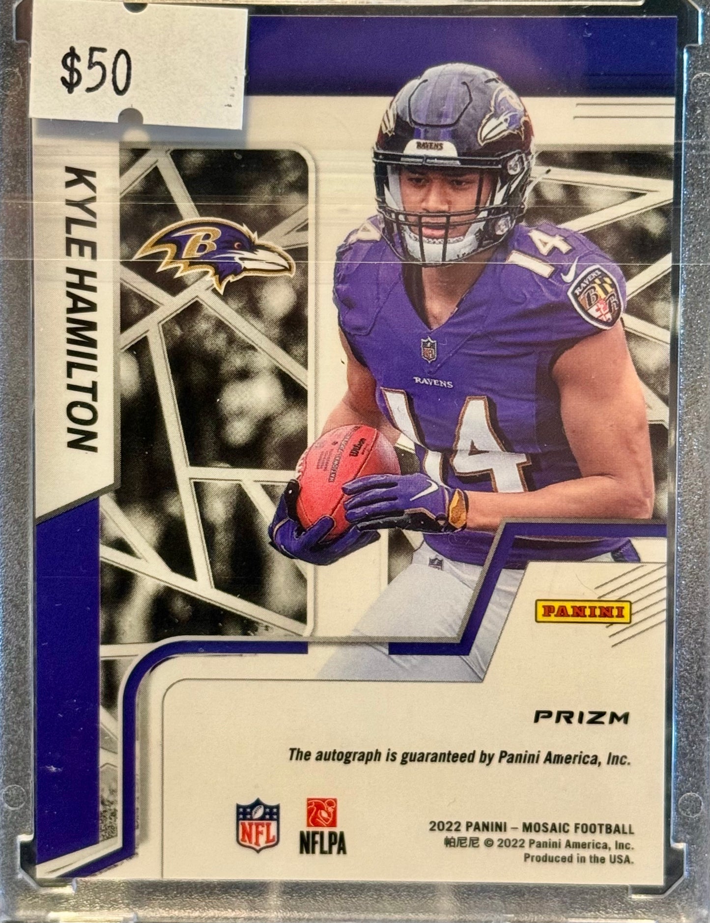 KYLE HAMILTON 2022 MOSAIC ROOKIE AUTOGRAPHS RED PRIZM RAVENS RC AUTO