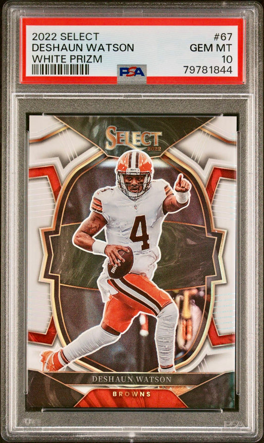 2022 SELECT DESHAUN WATSON WHITE PRIZM PSA 10