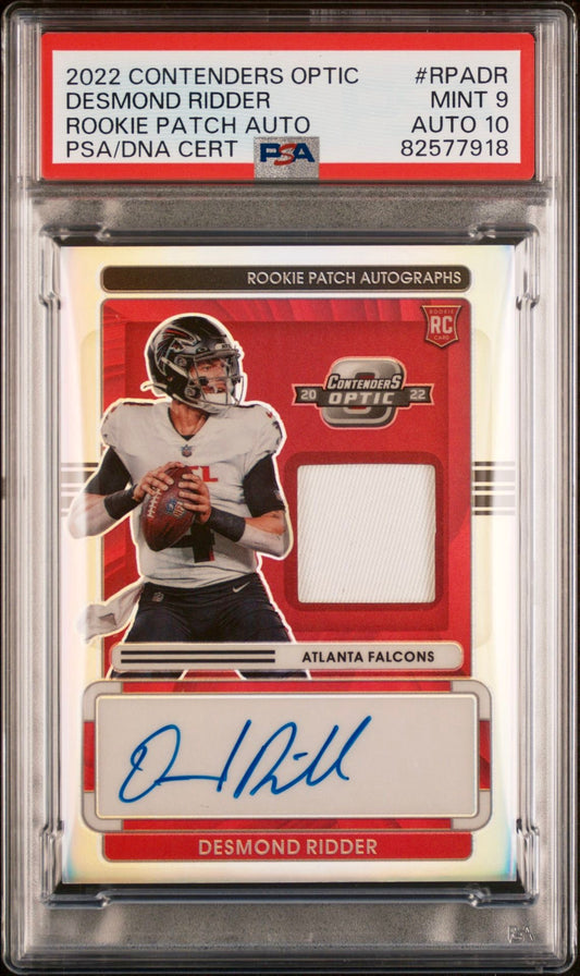 2022 CONTENDERS OPTIC DESMOND RIDDER ROOKIE PATCH AUTO PSA/DNA CERT PSA 9 AUTO 10