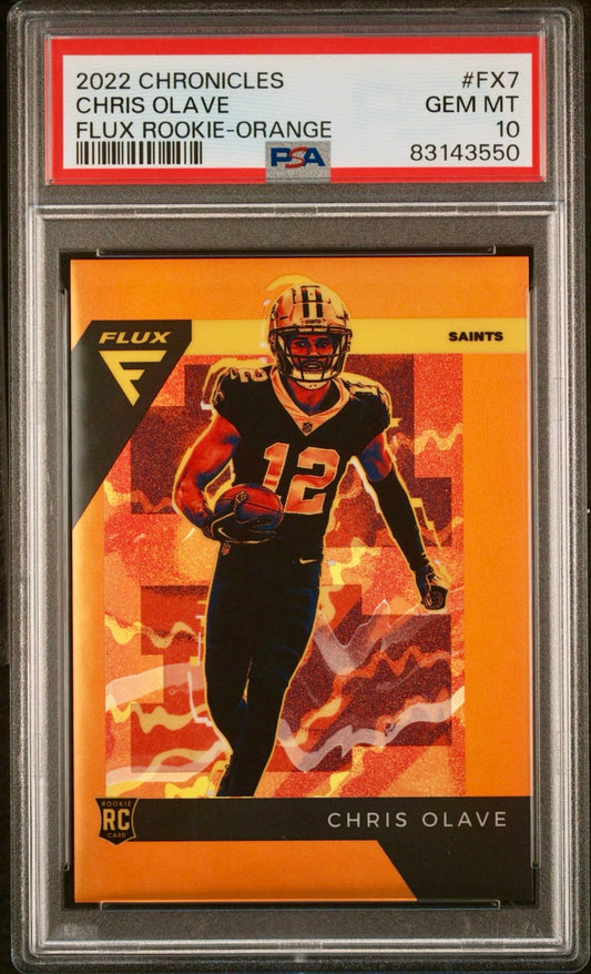 2022 CHRONICLES CHRIS OLAVE FLUX ROOKIE-ORANGE PSA 10
