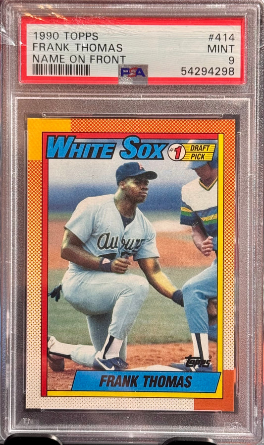1990 TOPPS FRANK THOMAS NAME ON FRONT PSA 9