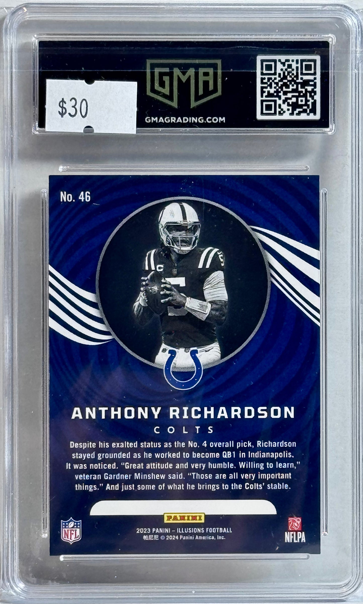 2023 ILLUSIONS ANTHONY RICHARDSON #46 TROPHY COLLECTION EMERALD ROOKIE GMA 10