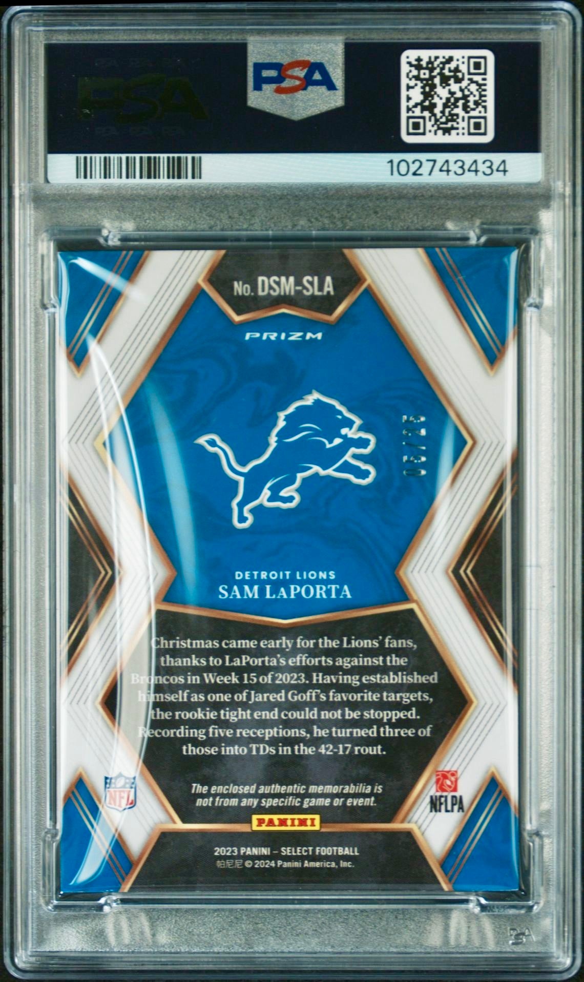 2023 SELECT SAM LaPORTA DRAFT SELECTIONS MEM-TD PR #DSMSLA PSA 9