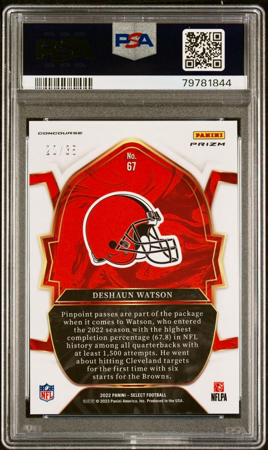 2022 SELECT DESHAUN WATSON WHITE PRIZM PSA 10