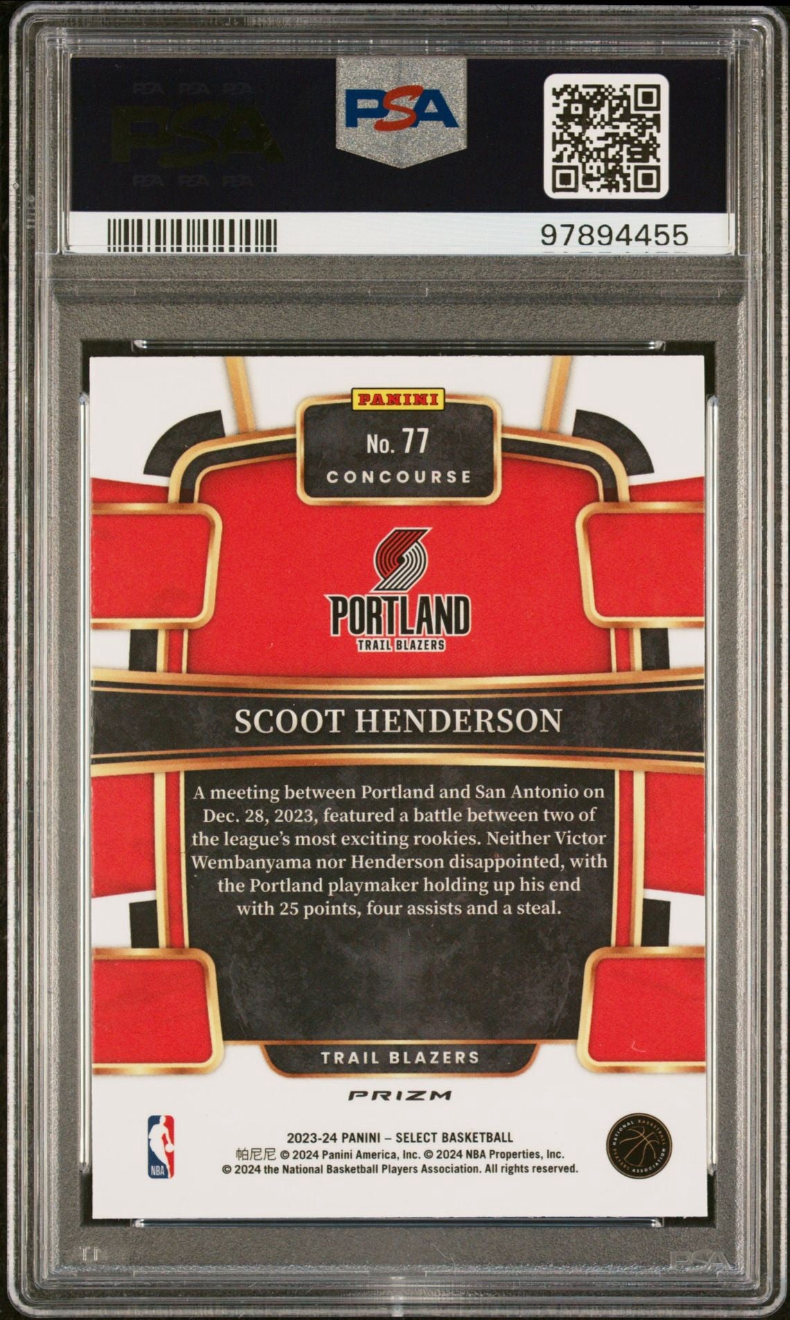2023 SELECT SCOOT HENDERSON ORANGE FLASH PSA 10